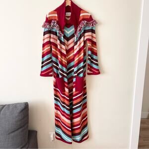 Hayley Menzies Multicolor Sunset Striped Knit Cardigan Duster Sweater Size M